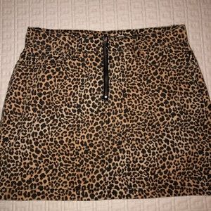 Leopard Print Denim Skirt